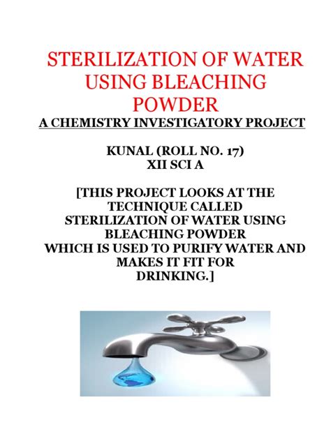 Sterilisation Of Water Using Bleaching Powder