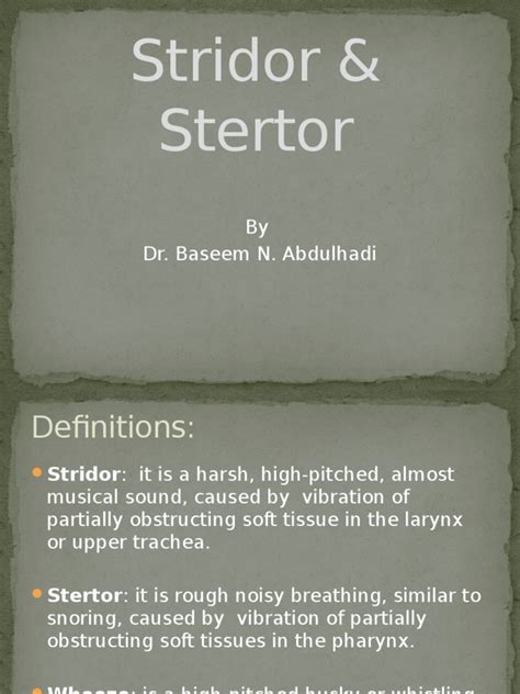 Stertor Vs Stridor