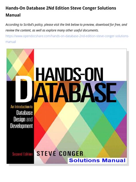 Steve Conger Hands On Database Answers