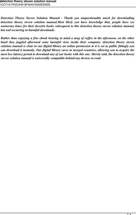 Download Steven Kay Detection Theory Solution Manual Ramdevore 