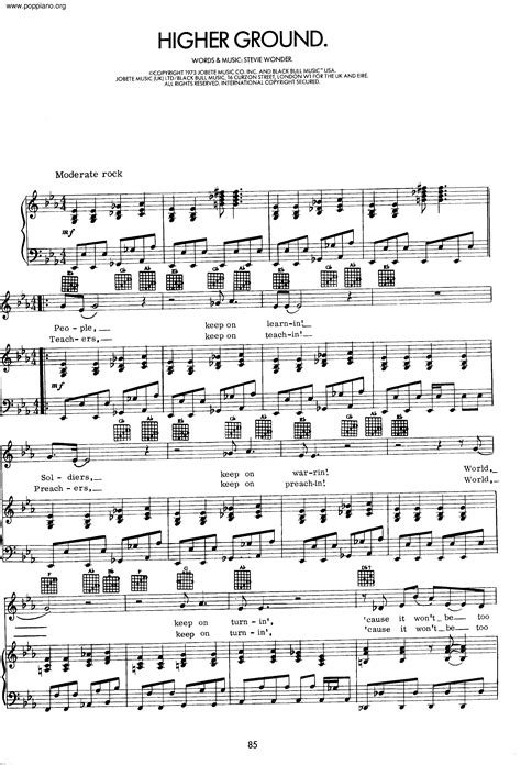 stevie wonder higher ground sheet music scribd
