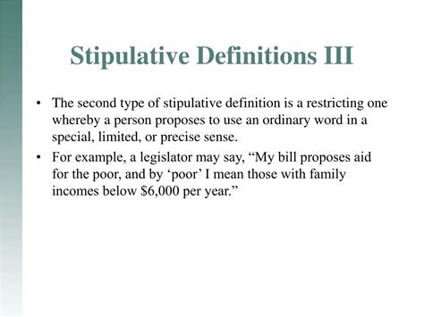 Stipulative Definition Examples