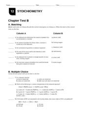 Stoichiometry Chapter 12 Test B Answers