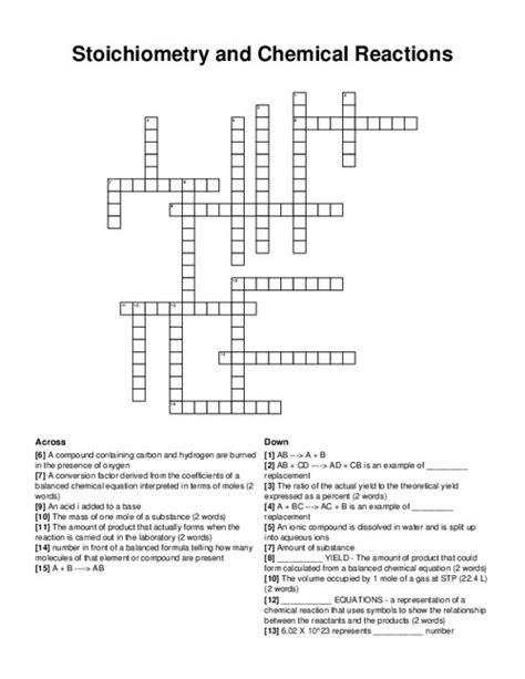 Read Online Stoichiometry Crossword Answers Heath Chemistry Learning Guide 