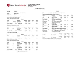 Stony Brook Transcript Unitss