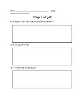 Stop And Jot Lesson Plans Amp Worksheets Reviewed Stop And Jot Worksheet - Stop And Jot Worksheet