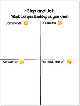 stop and jot template