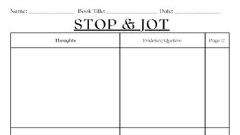 Stop And Jot Worksheet Education Com Stop And Jot Worksheet - Stop And Jot Worksheet
