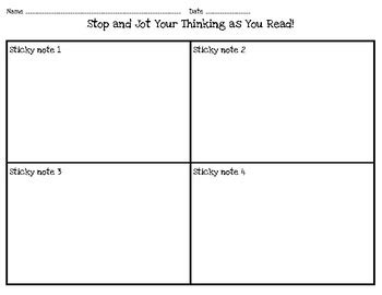 Stop And Jot Worksheet   Sticky Note Stop And Jot Worksheet Education Com - Stop And Jot Worksheet