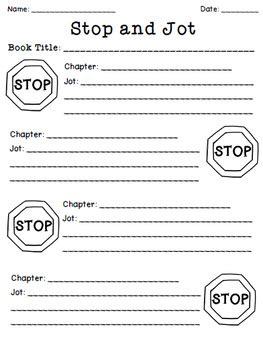 Stop And Jots Classroom Activity Worksheet Hameray Publishing Stop And Jot Worksheet - Stop And Jot Worksheet