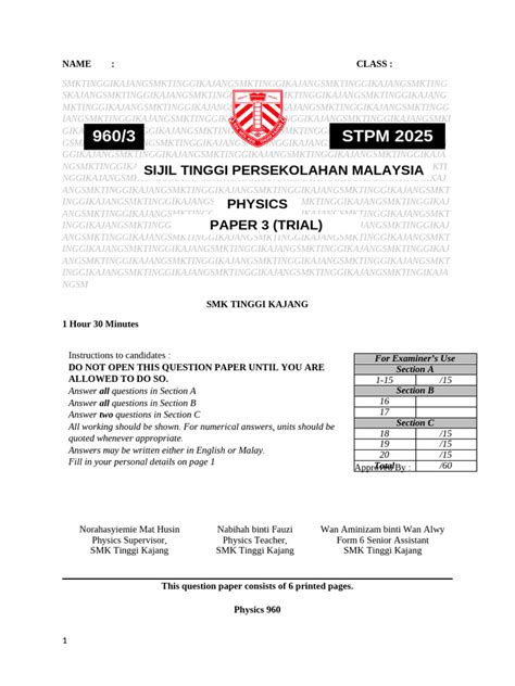 Stpm Exam Paper