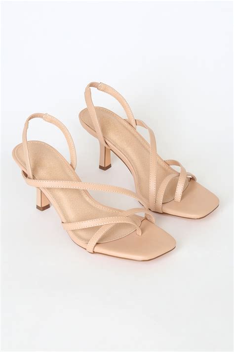 strappy nude kitten heels