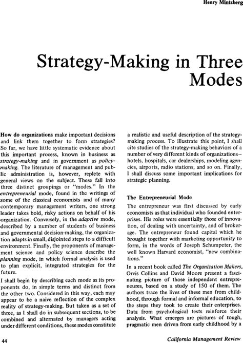 strategy making in three modes mintzberg pdf