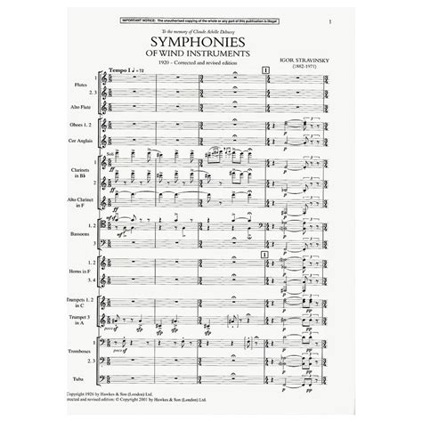 stravinsky symphonies of wind instruments score website