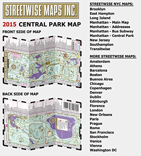 streetwise central park map laminated pocket map