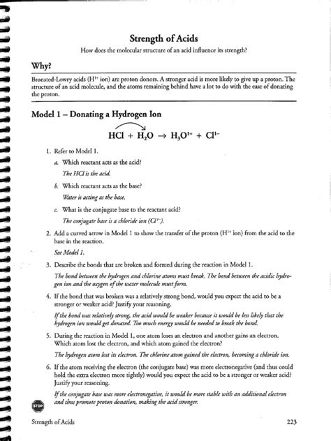 Strength Of Acids Pogil