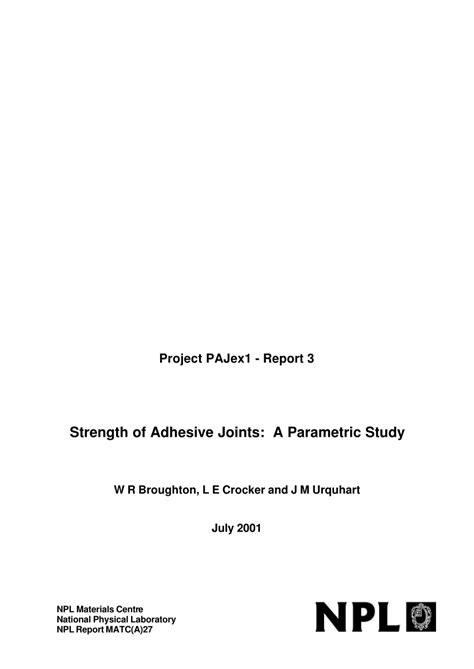 Download Strength Of Adhesive Joints A Parametric Study 