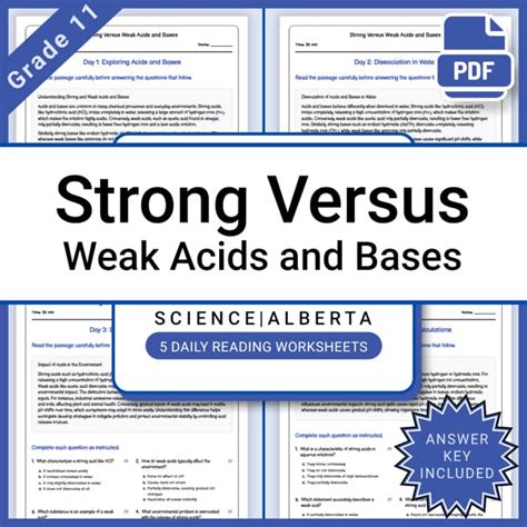 Strong Versus Weak Acids Worksheet Answers Pogil