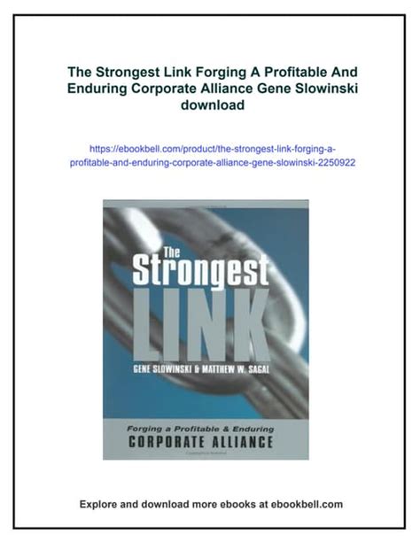 Strongest Link Forging A Profitable And Enduring C