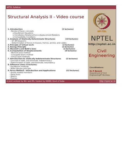 Structural Analysis 2 Nptel