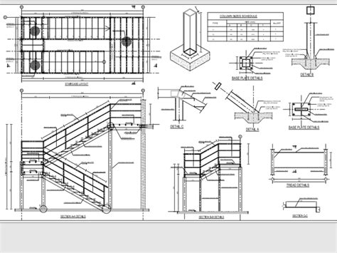 structural steel staircase detail drawing