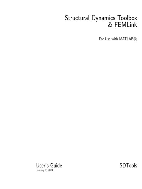 Download Structural Dynamics Toolbox Users Guide Balmes E 