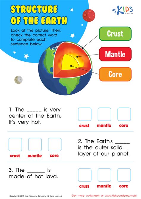 Structure Of The Earth Worksheet Parts Of The Earth Worksheet - Parts Of The Earth Worksheet