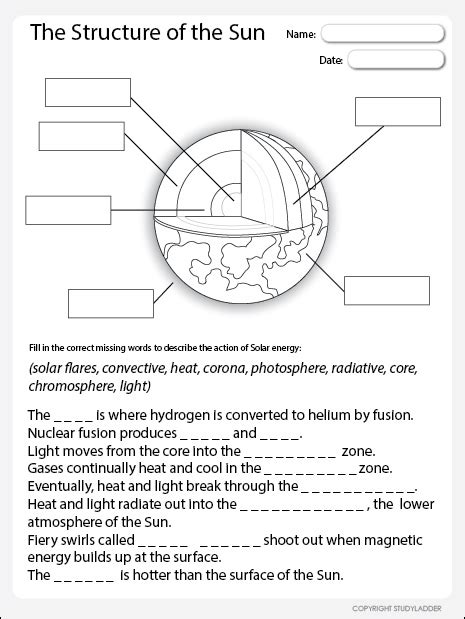 Structure Of The Sun Worksheet Live Worksheets Sun Diagram Worksheet - Sun Diagram Worksheet