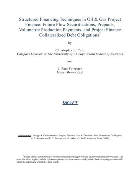 Structured Financing Techniques In Oil And Gas Project