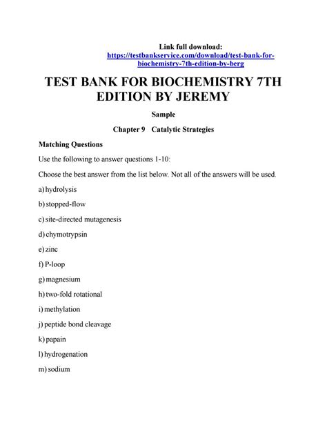 Full Download Stryer Biochemistry 7Th Edition Solutions 