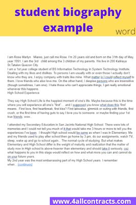 student biography assignment