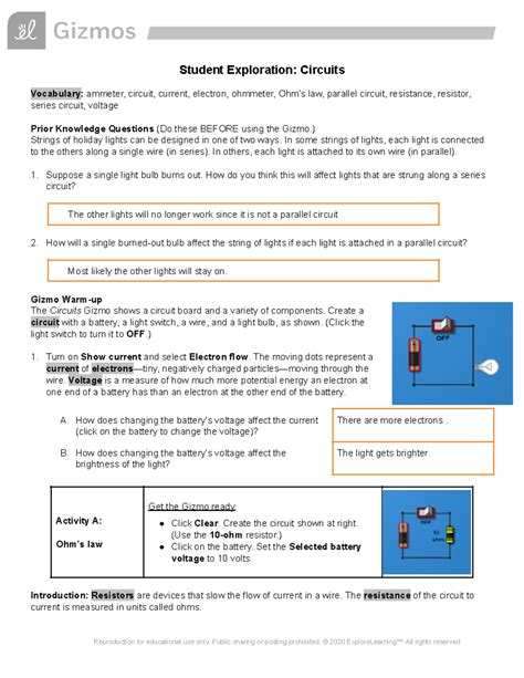 Student Exploration Circuits