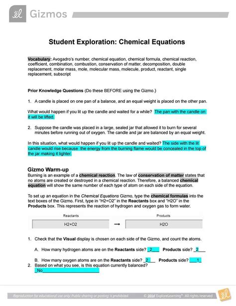 Student Exploration Gizmo