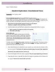 Student Exploration Gravitational Force