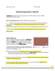 Student Exploration Half Life Answer Key