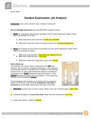 Student Exploration Ph Analysis