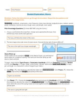 Student Exploration Waves