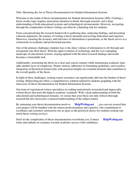 Student Information System Thesis Documentation