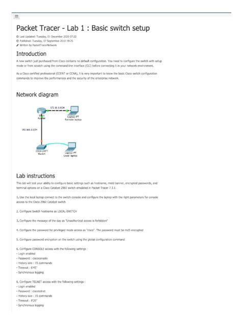 Student Packet Tracer Lab Answer