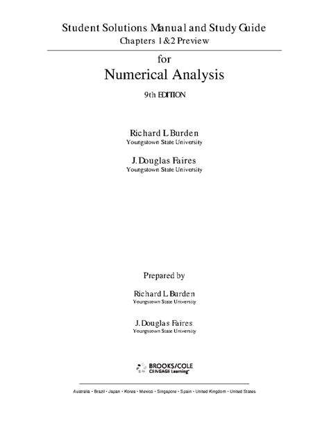 Student Solution Manual Numerical Analysis Burden