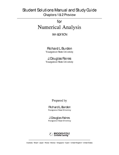 Student Solutions Manual For Numerical Analysis Sauer
