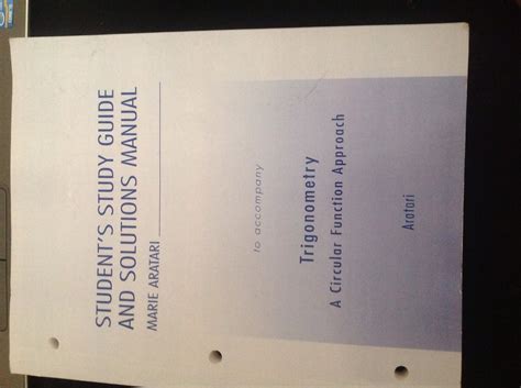student study guide and solutions manual for trigonometry a circular function approach