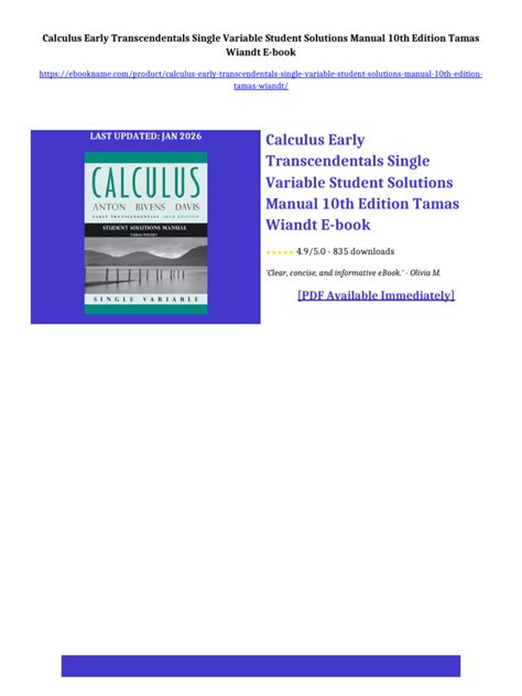 Student Study Manual Calculus Early Transcendentals Briggs