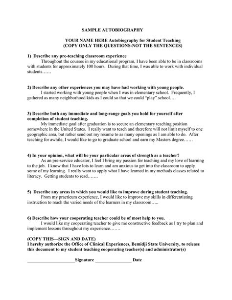 student teaching autobiography