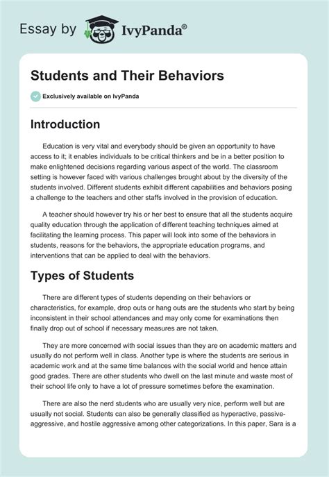 Full Download Student Behavior Paper 