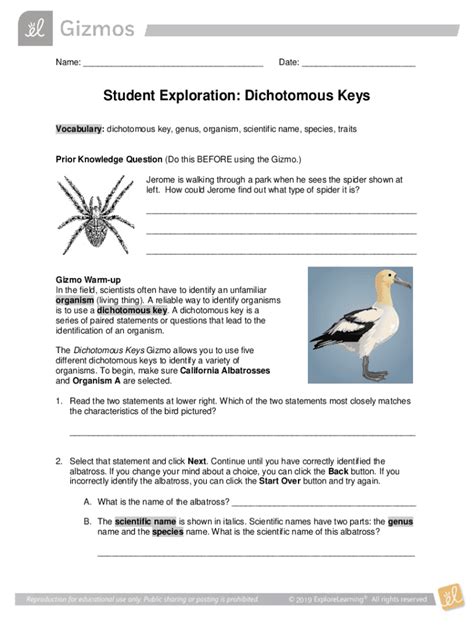 Read Student Exploration Dichotomous Keys Gizmo Answers 