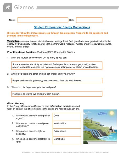 Full Download Student Exploration Energy Conversions Answer Sheet Answers Pdf 