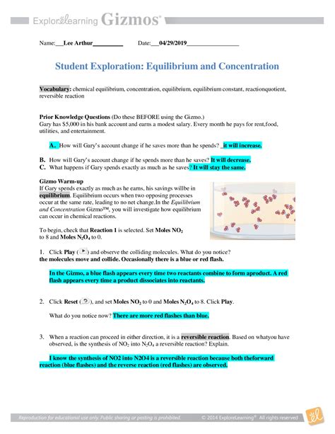 Read Online Student Exploration Equilibrium And Concentration Gizmo Answers 