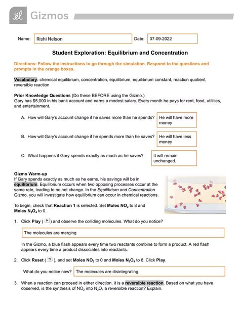 Read Online Student Exploration Equilibrium And Concentration Gizmo Answers 