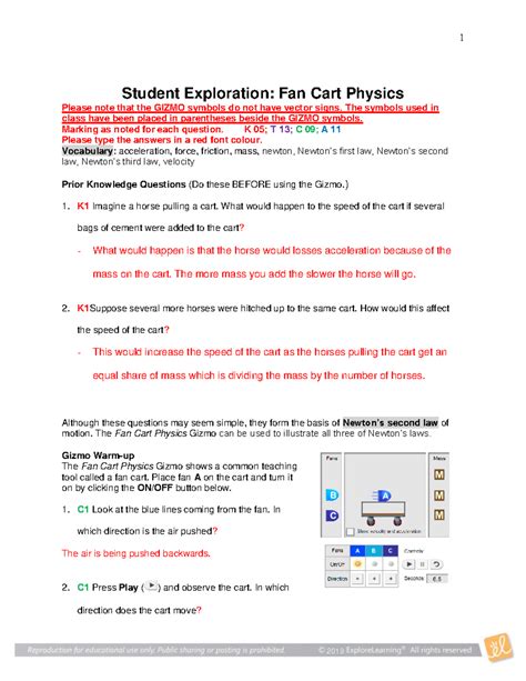 Read Online Student Exploration Fan Cart Physics Answers Key 